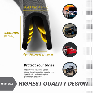 Edge Trim Black Large, Fits Edge 1/5 Inch thickness (6.35 mm), Leg Length  0.65 inch (16.5mm)