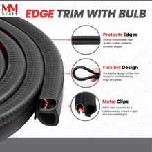 Load image into Gallery viewer, Premium Automotive Door Weather Stripping – Rubber Edge Trim Seal Strip with Side Bulb – Ideal for Cars, Trucks, RVs, Boats, and Home Applications