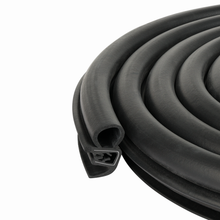 Load image into Gallery viewer, Door Trim Seal with Internal Rubber Flange 45/64" Bulb Diameter X 0.039"-17/64" Grip Range X 21/32" U Height