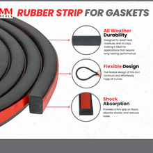 Load image into Gallery viewer, Solid Rubber Roll - Heavy-Duty Neoprene Rubber Sheet, EPDM Rubber Strip for Gaskets, Sealing, Flooring, Anti-Vibration