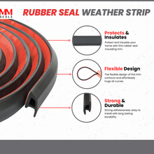 Load image into Gallery viewer, Universal P Shape Rubber Seal Weather Strip Hollow Door Window Edge Moulding Trim Decorate Weatherstrip