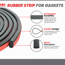 Load image into Gallery viewer, Solid Rubber Roll - Heavy-Duty Neoprene Rubber Sheet, EPDM Rubber Strip for Gaskets, Sealing, Flooring, Anti-Vibration