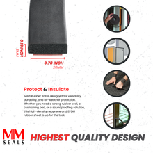 Load image into Gallery viewer, Solid Rubber Roll - Heavy-Duty Neoprene Rubber Sheet, EPDM Rubber Strip for Gaskets, Sealing, Flooring, Anti-Vibration