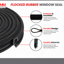 Load image into Gallery viewer, Universal Flocked Rubber Glass Run Channel – Flexible Window Seal Track for Car, RV, Bus, and Truck