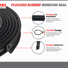 Load image into Gallery viewer, M M SEALS B003 Flexible Flocked Rubber Glass Run Channel for Universal RV Window, Car, Bus and Truck