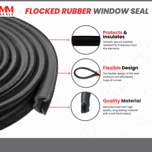 Load image into Gallery viewer, Universal Flocked Rubber Glass Run Channel – Flexible Window Seal Track for Car, RV, Bus, and Truck
