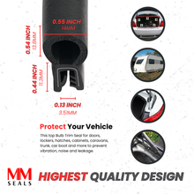 Load image into Gallery viewer, Vertical Bulb Trim Seal Bulb Diameter: 0.55" Flange Size: 0.039" to 0.14" -Weather Stripping, RV Compartment Seal, Boat Hatch Insulation