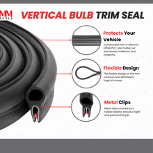 Load image into Gallery viewer, Vertical Bulb Trim Seal -Flexible PVC Edge Trim Seal Strip – Vertical Bulb | Car Door Weather Stripping, RV Compartment Seal, Boat Hatch Insulation