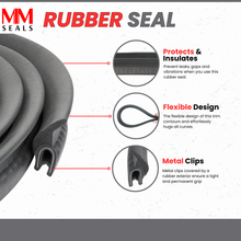 Load image into Gallery viewer, Rubber Seal with Top Edge – Flexible Weatherproof Vibration Damper for Doors, Hatches, Lockers, Cabinets, Motor Covers & Enclosures