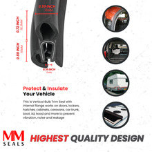 Load image into Gallery viewer, Vertical Bulb Trim Seal with Internal Flange | Bulb Diameter: 0.5" Grip Range 1/32" to 1/4" | Trunk, Boot, lid, Hood, Hatch Rubber