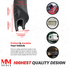 Load image into Gallery viewer, Rubber Seal with Top Edge – Flexible Weatherproof Vibration Damper for Doors, Hatches, Lockers, Cabinets, Motor Covers & Enclosures