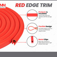 Load image into Gallery viewer, Edge Trim Red Large Fits edge thickness up to 0.16 inch (4mm), Leg Length 0.65 inch (16.5mm)