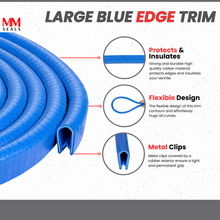 Load image into Gallery viewer, Blue Edge Trim Black Large Fits edge thickness up to 0.16 inch (4mm), Leg Length 0.65 inch (16.5mm)