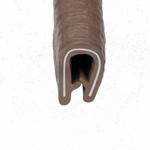 Load image into Gallery viewer, Small Brown U-Channel Edge Trim Seal – Fits Edge 1/16" to 1/8" – Flexible PVC Edge Protector for Metal Panels, Doors, Cabinets, and Car Body – Weatherproof