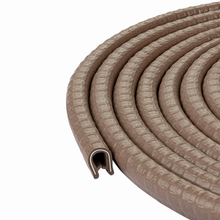 Load image into Gallery viewer, Small Brown U-Channel Edge Trim Seal – Fits Edge 1/16" to 1/8" – Flexible PVC Edge Protector for Metal Panels, Doors, Cabinets, and Car Body – Weatherproof