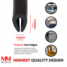 Load image into Gallery viewer, Black U Channel Edge Trim Seal EPDM 33/64" high X 11/32" Wide