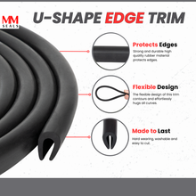 Load image into Gallery viewer, Black U Channel Edge Trim Seal EPDM 33/64" high X 11/32" Wide