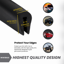 Load image into Gallery viewer, Rubber U Channel Edge Trim – Flexible Weather-Resistant Metal Edge Protector for Cars,– U-Shaped Gasket Fits Edge up to 1/16 inch (1.6 mm)