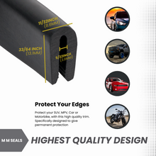 Load image into Gallery viewer, M M SEALS D044 M M SEALS D044 Black U Channel Edge Trim Seal EPDM 17/32" high x 3/32" Wide