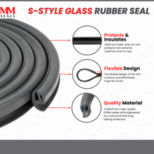 Load image into Gallery viewer, Car Window Rubber S-Style Glass Seal – EPDM Weatherstrip for Windshields & Side Windows – Fits 13/64" Glass, 1/8" Panel – Flexible Gasket for Cars