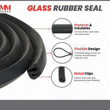 Load image into Gallery viewer, S-Shape Glass Rubber Seal | Universal Edge Seal for Electric Panels, Machines, and Metal Boxes | Flexible Weatherproof Gasket Strip