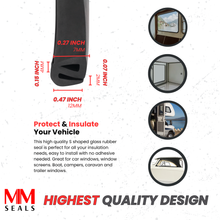 Load image into Gallery viewer, S-Shape Glass Rubber Seal | Universal Edge Seal for Electric Panels, Machines, and Metal Boxes | Flexible Weatherproof Gasket Strip
