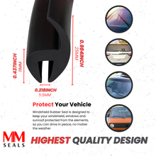 Load image into Gallery viewer, Windshield Rubber Seal – EPDM Automotive Weather Stripping for Windshields, Windows & Glass – Universal Fit, Waterproof & Durable Trim