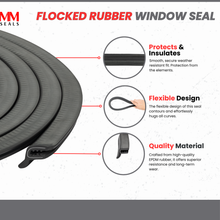 Load image into Gallery viewer, Car Door Side Window Rubber Seal β Universal U-Shape Weatherstrip for Water, Dust & Noise Protection β EPDM Automotive Trim, Easy Installation