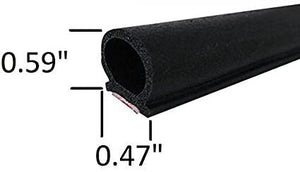 D-Shape Door Rubber Seal Self Adhesive, 0.59 Inch (15mm) Bulb Diameter, 0.47 Inch (12mm) Width
