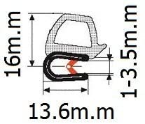 Load image into Gallery viewer, Gray Door Rubber Seal Horizontal Bulb 0.62" Bulb Height x 0.039"-0.137" Grip Range x 0.53 U Height