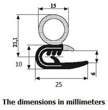 Load image into Gallery viewer, Car Door Seal with Large Leg Length, 0.59 inch (15mm) Bulb Diameter, 1 inch (25mm) Leg Length