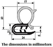 Load image into Gallery viewer, Trim seal rubber for Doors Oversize Bulb 43/64" Bulb Diameter x 0.039"-15/64" Grip Range (Flange Thickness) x 15/16" U Height
