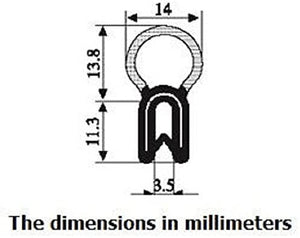 Vertical Bulb Trim Seal Bulb Diameter: 0.55" Flange Size: 0.039" to 0.14"