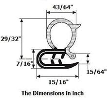 Load image into Gallery viewer, Trim seal rubber for Doors Oversize Bulb 43/64" Bulb Diameter x 0.039"-15/64" Grip Range (Flange Thickness) x 15/16" U Height