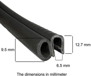 Trim Seal with Side Bulb | PVC Plastic Trim with EPDM Rubber Bulb Seal | Fits 1/4” Edge, 3/8” Bulb Seal Diameter