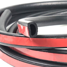 Load image into Gallery viewer, M M SEALS A072 D-Shape Weather Stripping Door Seal Hollow Black with Self Adhesive 21/64" Height X 35/64 Width
