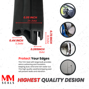 Double Bulb Door Seal –  Weatherstrip for Doors, Windows, Cars, Trucks, RVs & Boats – Noise-Reducing, Windproof & Waterproof Gasket