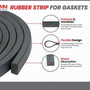 Solid Rubber Roll - Heavy-Duty Neoprene Rubber Sheet, EPDM Rubber Strip for Gaskets, Sealing, Flooring, Anti-Vibration