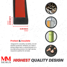 Load image into Gallery viewer, Solid Rubber Roll - Heavy-Duty Neoprene Rubber Sheet, EPDM Rubber Strip for Gaskets, Sealing, Flooring, Anti-Vibration
