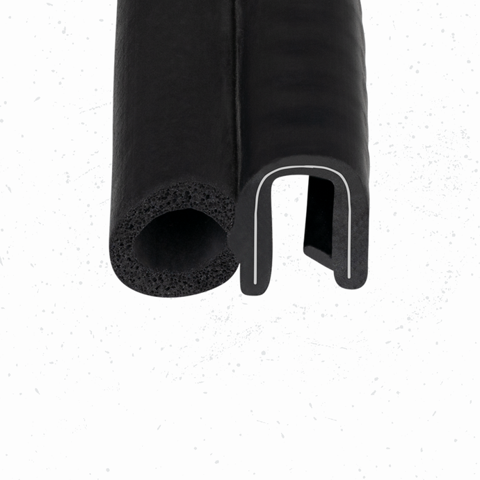 Trim Seal with Side Bulb | PVC Plastic Trim with EPDM Rubber Bulb Seal | Fits 1/4” Edge, 3/8” Bulb Seal Diameter