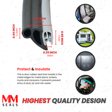 Load image into Gallery viewer, Light Gray Door Rubber Seal Large Grip Range 61/64&quot; Bulb Height x 17/64 Grip Range x 43/64&quot; U Height
