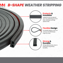 Load image into Gallery viewer, M M SEALS Small Bulb B-Shape Weather Stripping with self Adhesive Height 0.23 inch (6mm) x 0.47 inch (12mm) Width
