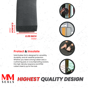 Solid Rubber Roll - Heavy-Duty Neoprene Rubber Sheet, EPDM Rubber Strip for Gaskets, Sealing, Flooring, Anti-Vibration