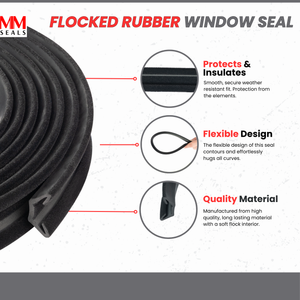 M M SEALS B003 Flexible Flocked Rubber Glass Run Channel for Universal RV Window, Car, Bus and Truck