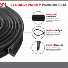 Load image into Gallery viewer, M M SEALS B004 Flexible Flocked Rubber Glass Run Channel for Universal RV Window, Car, Bus and Truck

