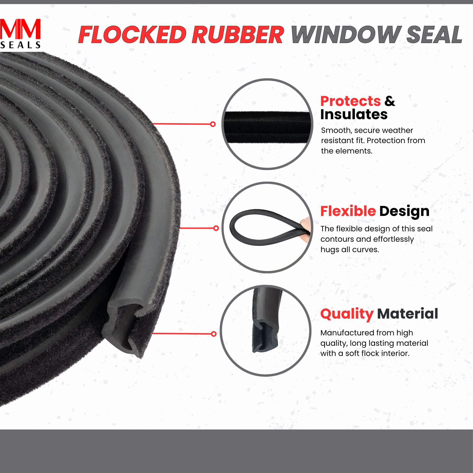Window Glass Run Universal Flocked Rubber Glass Run Channel – Flexible Window Seal Trac ...