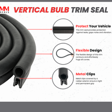 Load image into Gallery viewer, Vertical Bulb Trim Seal Bulb Diameter: 0.55&quot; Flange Size: 0.039&quot; to 0.14&quot; -Weather Stripping, RV Compartment Seal, Boat Hatch Insulation, Toolbox Edge Guard – Easy Install
