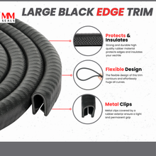 Load image into Gallery viewer, Edge Trim Black Large Fits edge thickness up to 0.16 inch (4mm), Leg Length 0.65 inch (16.5mm)
