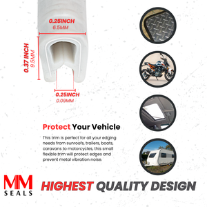 White Edge Trim Small, Fits Edge 1/16 to 1/8 inch (1-3mm)