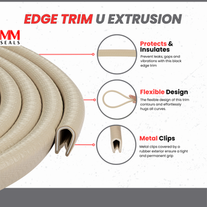 Beige Car Door Protector U Shape - Edge Trim - Beige Door Edge Guard - Black Car Guards - and Protective Strip for Car Door Entry and Protection